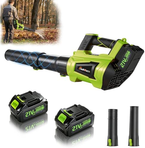 Leaf Blower Cordless - Cordless Handheld Leaf Blower with 21V 2 Rechargeable Batteries, Lightweight Electric Blower for Lawn, Yard, Garden, Patio, Leaves, Dust, Snow Cleaning, 750 CFM 260 MPH