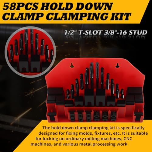 58 Pcs 1/2" T-Slot 3/8"-16 Stud Clamp Compatible with Milling CNC