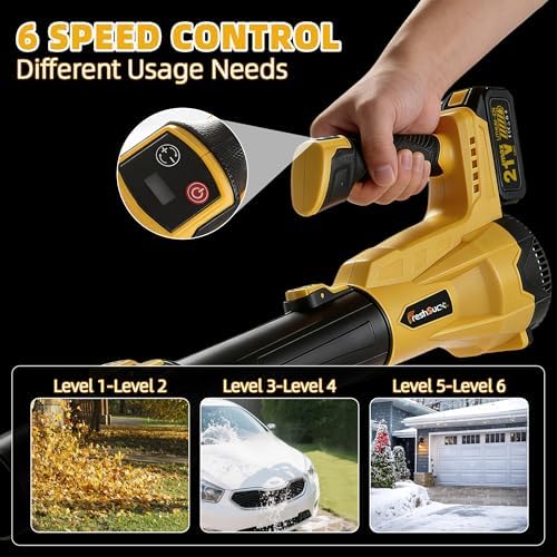 Leaf Blower Cordless - Cordless Handheld Leaf Blower with 21V 2 Rechargeable Batteries, Lightweight Electric Blower for Lawn, Yard, Garden, Patio, Leaves, Dust, Snow Cleaning, 750 CFM 260 MPH