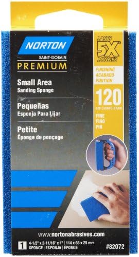 4-1/2" x 2-11/16" x 1" Norton 82072 ProSand 5X Small Area Sanding Sponge, 120-Grit, Medium