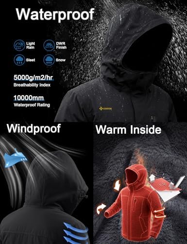 GEMYSE Men's Winter Ski Jacket Waterproof Snow Coat with Detachable Hood