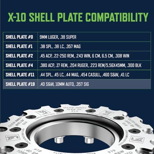 Frankford Arsenal X-10 Shell Plates with Ball Bearings, Compatible with X-10 Progressive Press, for Caliber Change, Reloading, and Gunsmithing