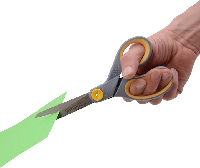 Westcott 8” Titanium Bonded Scissors with Adjustable Glide and Soft Handle, 2-Pack- Durable Multipurpose Scissors for Office, Home, and School Use, Sharp Precision Blades for Everyday Cutting