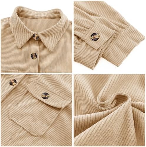 Alaster Queen Women's Corduroy Long Sleeve Button Work Tunic Short Dresses