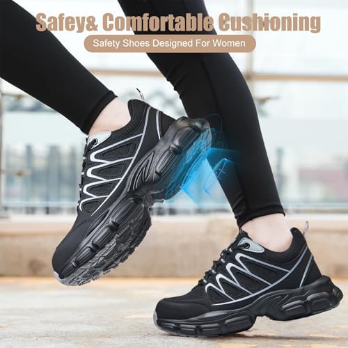 Hogent Steel Toe Shoes for Men Women - Non Slip & Lightweight Work Shoes