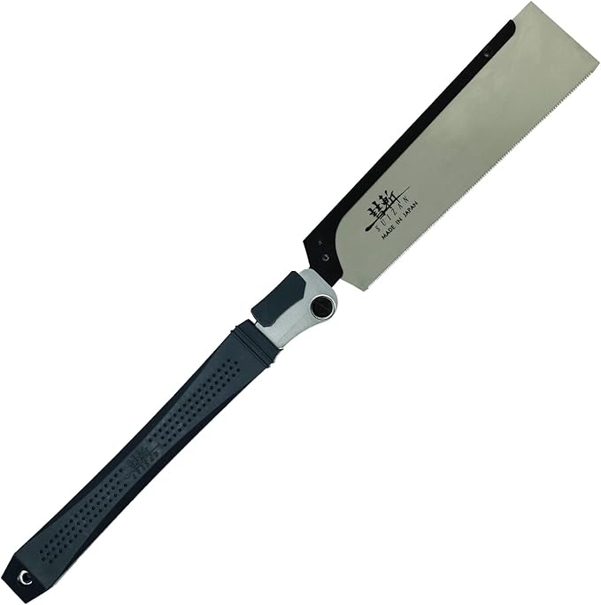 SUIZAN Folding Dozuki Dovetail Saw 9.5" Cross Cut - Japanese Hand Pull Saws | Professional Pull Saw for Woodworking Joinery Tenon Furniture Making DIY Tools Fine Wood Cut Sharp Replaceable Blade