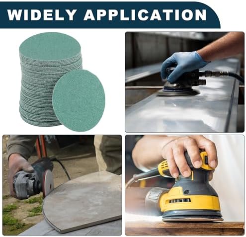 Car Sanding Discs 2inch 100 Grit Abrasion Resistance | Round Hook and Loop Sandpaper Green 50 Pcs