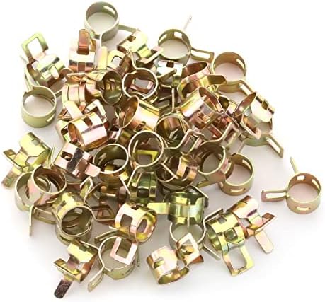 Fielect 50pcs 2/5" / 10mm Spring Band Type Action Hose Pipe Clamp Low Pressure Air Clip Clamp Fasteners Assortment Kit for Plumbing, Automotive and Mechanical