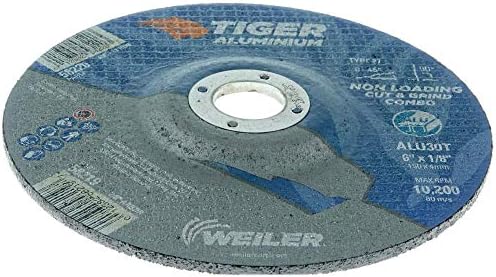 Weiler 58219 6 x 1/8 Tiger Aluminum Type 27 Cut Off/Grind Combo Wheel ALU30T 7/8 A.H. (Pack of 25)