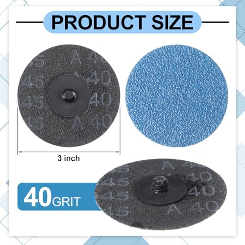 Landical 150 Pcs 3 Inch 40 Grits Sanding Discs Quick Change Zirconia Lock Sanding Disc for Die Grinder Surface Strip Grind Polish Finish Burr Rust Paint Removal