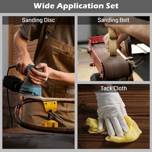 SainSmart 12PCS Aluminum Oxide 4x36 Inch Sanding Belts, 12PCS 6-inch Sanding Disc, 6PCS Wax and Silicone Free Tack Cloth, Sanding Set for Woodworking Sander Tools, DB30A