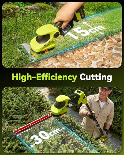 Supstable Cordless Pole Saw & Hedge Trimmer 6-in-1, Mini Chainsaw Cordless/Electric Hedge Trimmer with Extension Pole, 15Ft Reach, Extendable Tree Pruner, Bush Trimmer Limb Branch Cutter, Grass Shears