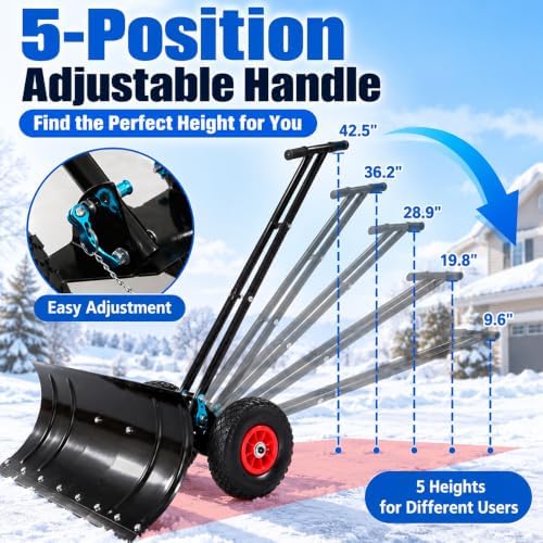 29" W Snow Shovel with Wheels