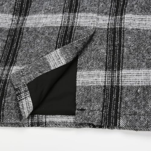IDEALSANXUN Plaid Skirts for Women Fall Winter Knee Length Pencil Wool Skirt with Slit