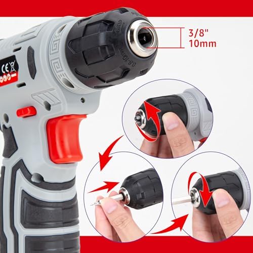 CARTMAN 150-Piece 8V Cordless Drill Hand Tool Set, Red Household Repair Kit