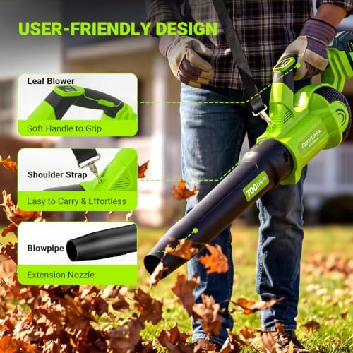 Leaf Blower Cordless 1200W 700CFM 200MPH Leaf Blower for Lawn Care Yard