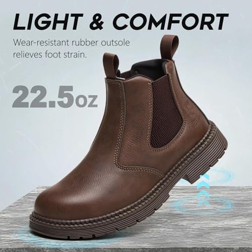 Steel Toe Boots for Men & Women,Slip On Work Boots for Construction