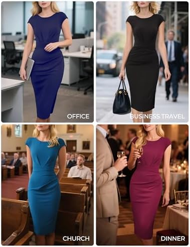 GRACE KARIN Women's Cap Sleeve Bodycon Work Business Office Midi Dress