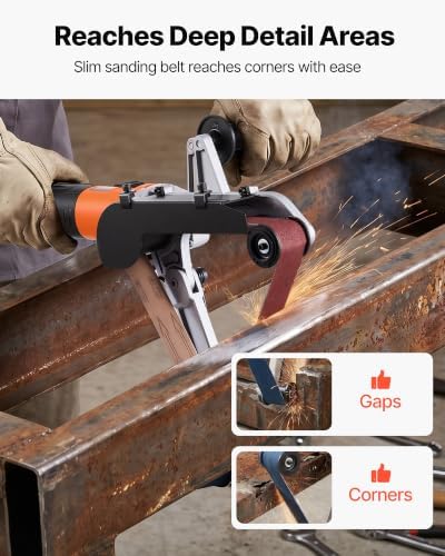 VEVOR Pipe Tube Polisher Sander, 1000W Pipe Belt Sander with 6 Variable Speeds 1100-3200rpm, Professional Belt Sander Grinding Machine with 100PCS Sanding Belts for Burnishing Finishing Rust Removal