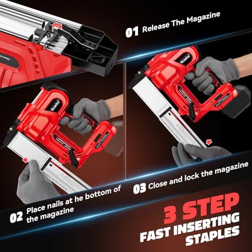 Ecarke 2" Electric Nail Gun Compatible with Milwaukee 18V Battery(Tool only),2 in 1 Cordless Brad Nailer Stapler with 1000 Nails,18 Gauge Nail Gun Battery Powered,2 Firing Modes for Trim Wood DIY