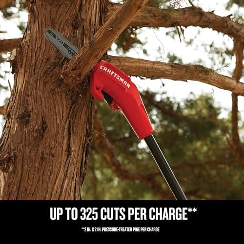 CRAFTSMAN Pole Saw, Pole Saws for Tree Trimming, Cordless V20 Tool-Only Tree Trimmer, Up to 14 Ft Extended Reach (CMCCSP20B)