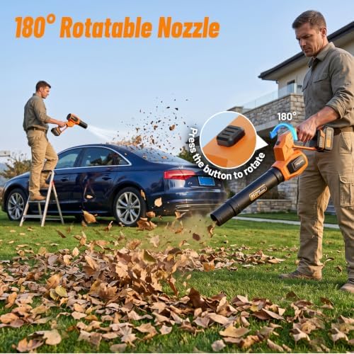 Cordless Leaf Blower, Rotatable Design, 850CFM Airflow
