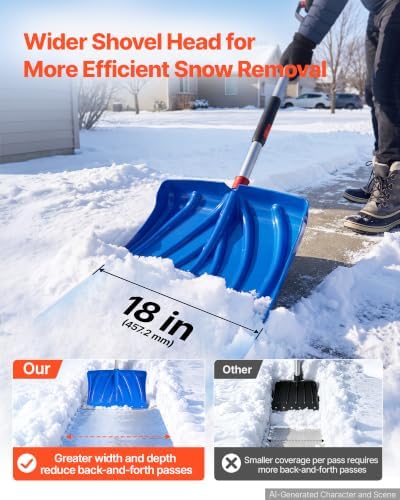 VEVOR 18" Poly Snow Shovel Pusher for Driveway 55” Height