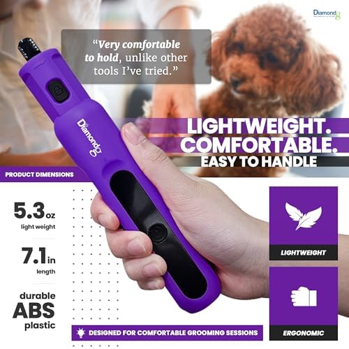 Diamondg Micro Dog Nail Grinder - Quiet Sound with LED Light, Purple