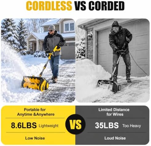 Litekon 40V Brushless Cordless Snow Shovel, 17-Inch Electric Snow Blower with 2X 4.0Ah Batteries Snow Removal with 30FT Throw Distance for Patio, Deck, Driveway,Yellow