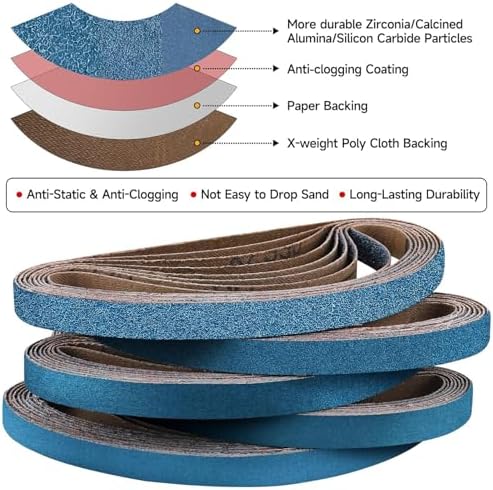 1-1/2" x 30" Zirconia Alumina Sanding Belts 100 Grit 10PC for Metal Knife Making