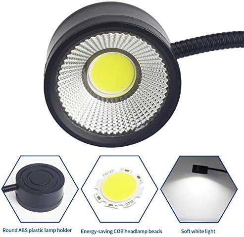 Led Magnetic Work Light 300mm Flexible Gooseneck lamp 500 Lumens 120 Volt for Sewing Machine Lathe Milling Drill Press Industrial Lighting