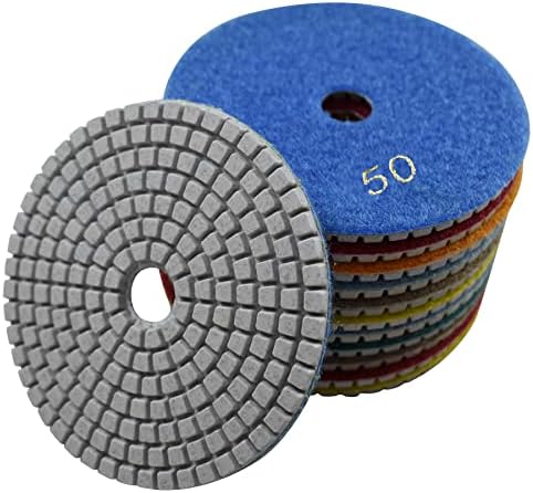 7 Pcs Wet 4" Diamond Polishing Pads Set for Granite Marble Concrete Stone Polish