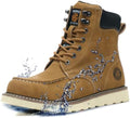 Steel Toe Boots for Men-6 Inch Moc Toe Safety Work Boots Non-Slip Resistant Indestructible Construction Western Boot Mens Steel Toes Shoes
