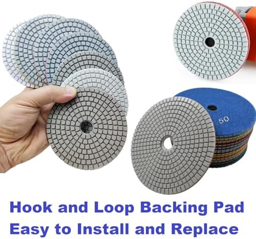 Diamond Polishing Pad, 5 inch 125 mm 50 Grit Sanding Discs for Grinder & Polisher, Hook and Loop Backing Pad for Grinding Buffing Granite Marble Concrete Stone (1 Piece)