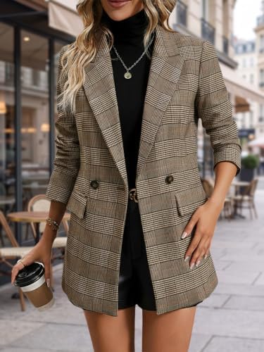 Mina Self 2026 Women's Fall Plaid Blazer Houndstooth Jacket Business Casual