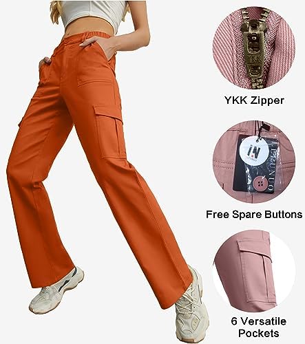 Lepunuo Cargo Pants for Women High Waisted Casual Pants Baggy Stretchy Wide Leg Y2K Streetwear with 6 Pockets