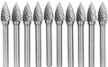 10Pcs/set 3/8 Dia Solid Carbide Convex Burrs Heavy DutyTungsten Grinding Cutting Heads Chamfering Abrasion Industrial Deburring Rotary Tools for Oblong Slots Holes