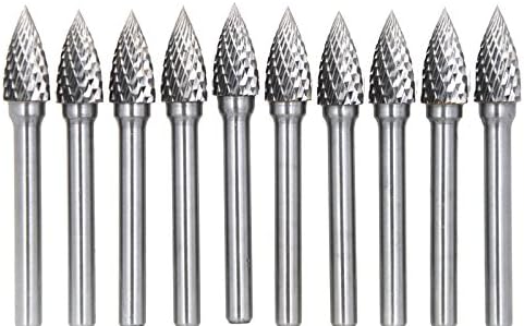 10Pcs/set 3/8 Dia Solid Carbide Convex Burrs Heavy DutyTungsten Grinding Cutting Heads Chamfering Abrasion Industrial Deburring Rotary Tools for Oblong Slots Holes