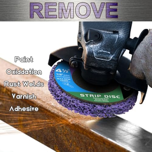 Paint Stripping Discs 12-Pack, 4-1/2" Purple Strip Disc Wheel for Angle Grinder, Ideal for Paint, Rust, and Grime Removal, Metal and Wood Stripping