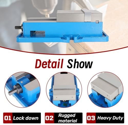 findmall 4 Inch Lock Down Vise Accuracy Milling Vise 4 Inch Jaw Width Drill Press Vise Milling Drilling Machine Bench Clamp Clamping Vice(4")