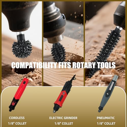 CAELUM Carbide Rotary Burr Set 3 Pcs, 1/8" Coarse, for Dremel Rotary Tools