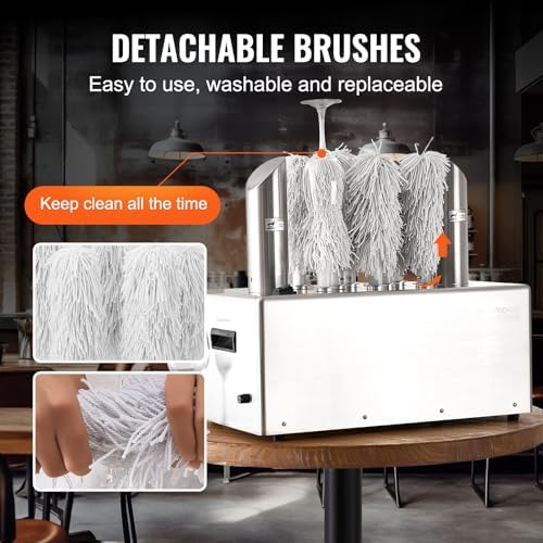 VEVOR Wine Glass Polisher Machine, 8 Cloth Polisher Glass Polishing Machine, 660 Cups/Hour Electric Commercial Glass Polisher for Champagne Glasses, Beer Cups, Perfect for Bar Restaurant Kitchen