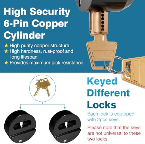 IRONWALLS Black Hidden Shackle Padlock 2 Pack, 73mm/2-7/8” Puck Lock Keyed Different with Hasp, 4pcs Keys & Fixing Screws, Heavy Duty Steel Padlocks for Doors, Trucks, Gates, Trailer