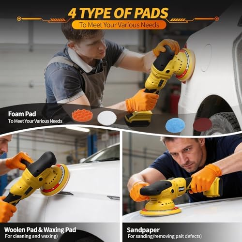 Polisher for Car Detailing to 5500Rpm (Yellow, Upgraded Version)