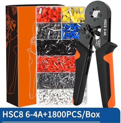 Crimping Terminal,Multiple Crimping Pliers HSC86-4/6 Combination,Electrical Equipment Connector,Wire Connection Terminal(HSC8 6-4A 1800PCS)