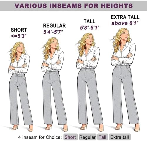 iChosy Womens High Waist Wide Straight Leg Trousers Casual Slacks Dress Pants with Pockets
