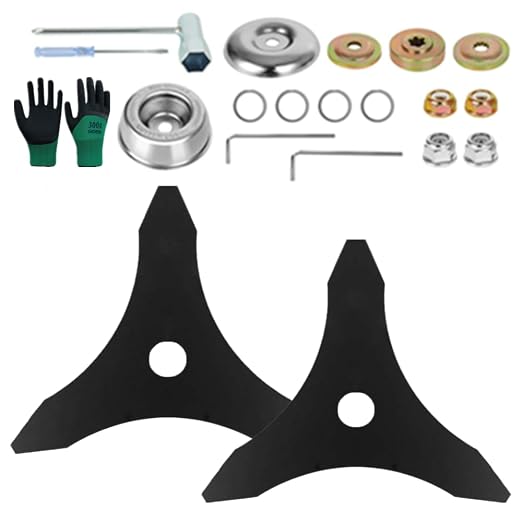 2 Pack 10" x 3T Carbide Tip Brush Cutter WeedEater Blades Kit with 2 Set Universal Adapter Kit and 2 Round Files