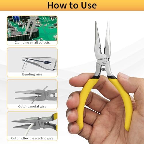BOOSDEN 5" Mini Needle Nose Pliers for Jewelry Making, 10 Pack Pliers Bulk