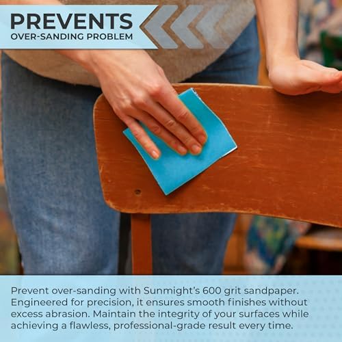 Sunmight 600G Grip 25 Flexible Sanding Sheets - Premium Aluminum Oxide - Flexible Sandpaper Film Backing - Ceramic Alumina Grit - Sandpaper for Wood, Metal, Plastic & Automotive