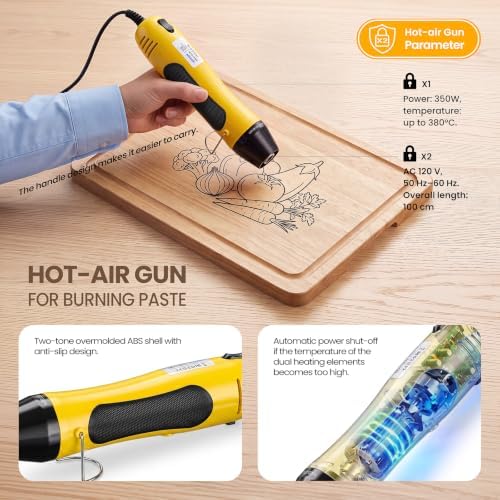 Wood Burning Paste and Pen Set, 4oz Charcoal Burning Paste, Charcoal Scorch Pen Set, Wood Burning Paste Pen & Heat Gun Set. Create Exquisite DIY Wood Burning Artworks in just Minutes.